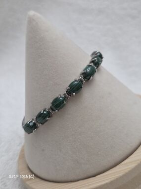 African Malachite Bolo Bracelet in Stainless Steel